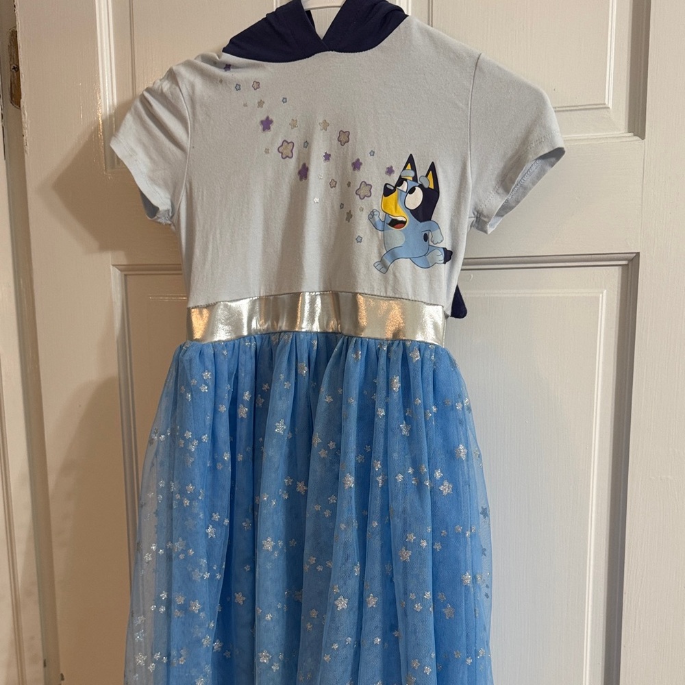 Bluey Kids Casual Dress - Blue and Silver